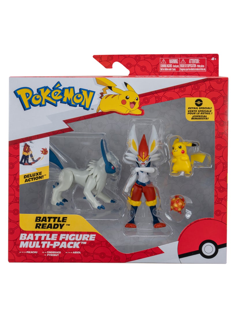 Pokemon Pokemon Battle Figure 3-in-1 Multi Pack | Character Figure | Collectible Figure | Battle Figure | Pikachu , Absol and Cinderace! | Perfect Gift for Kids and Collectors  - Image 2