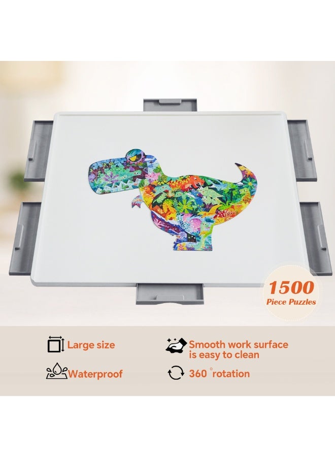 WALALLA 1500 Pieces Lightweight Rotating Plastic Puzzle Board with 6 Sliding Drawers , 360° Lazy Susan Design, Portable Spinning Puzzle Table for Adults, Ideal Gift - Image 2