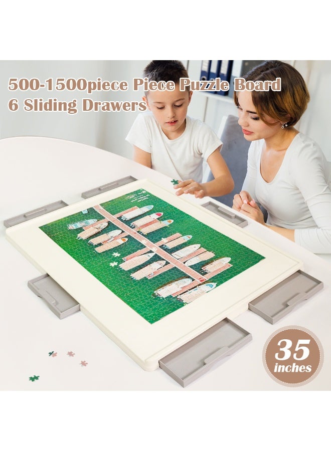 WALALLA 1500 Pieces Lightweight Rotating Plastic Puzzle Board with 6 Sliding Drawers , 360° Lazy Susan Design, Portable Spinning Puzzle Table for Adults, Ideal Gift - Image 5