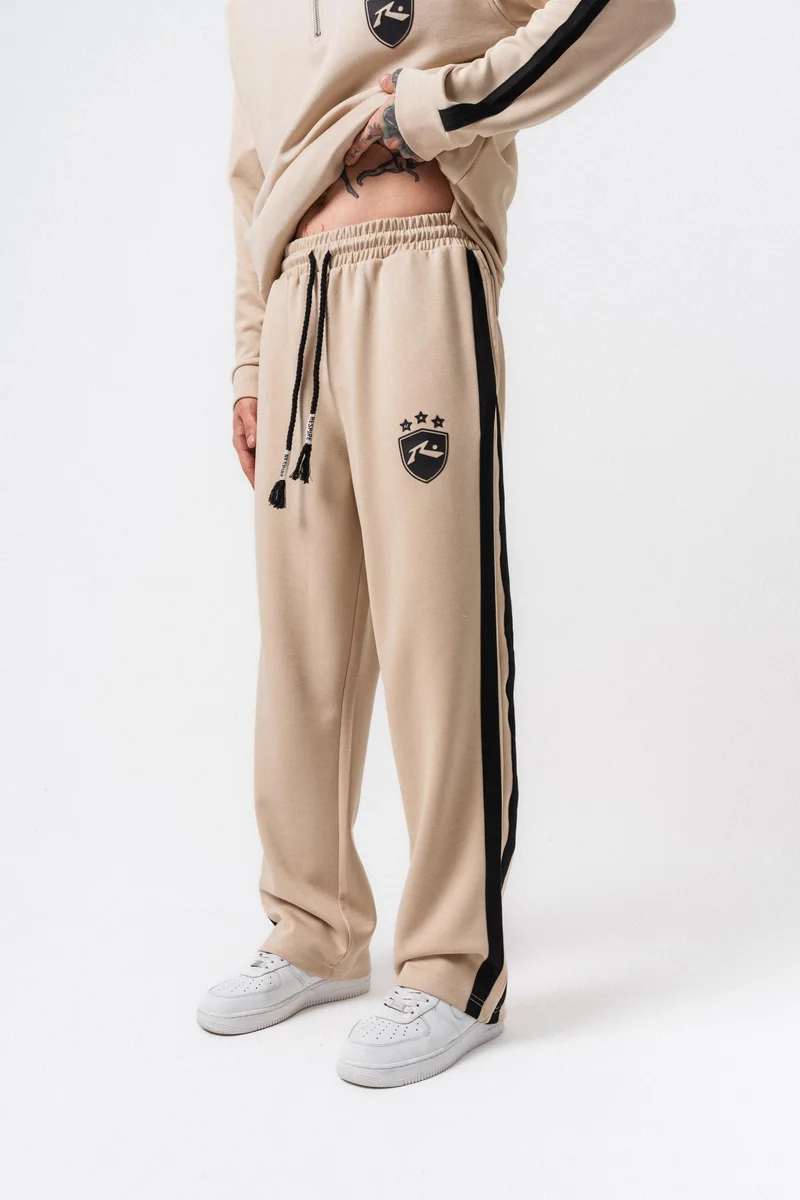 RESPIRE Men's Striped Modal Baggy Sweatpants Beige