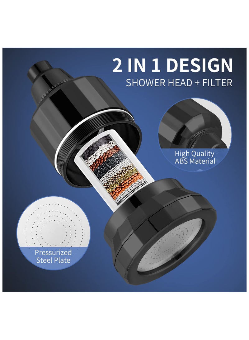 SYOSI Shower Head Filter 2 in 1 for Hard Water, 15 Stage Water Softener Shower Head, Shower Water Filter for Hard Water, High Pressure Output Shower Purifier Filter Head, Remove Chlorine (Black)  - Image 4