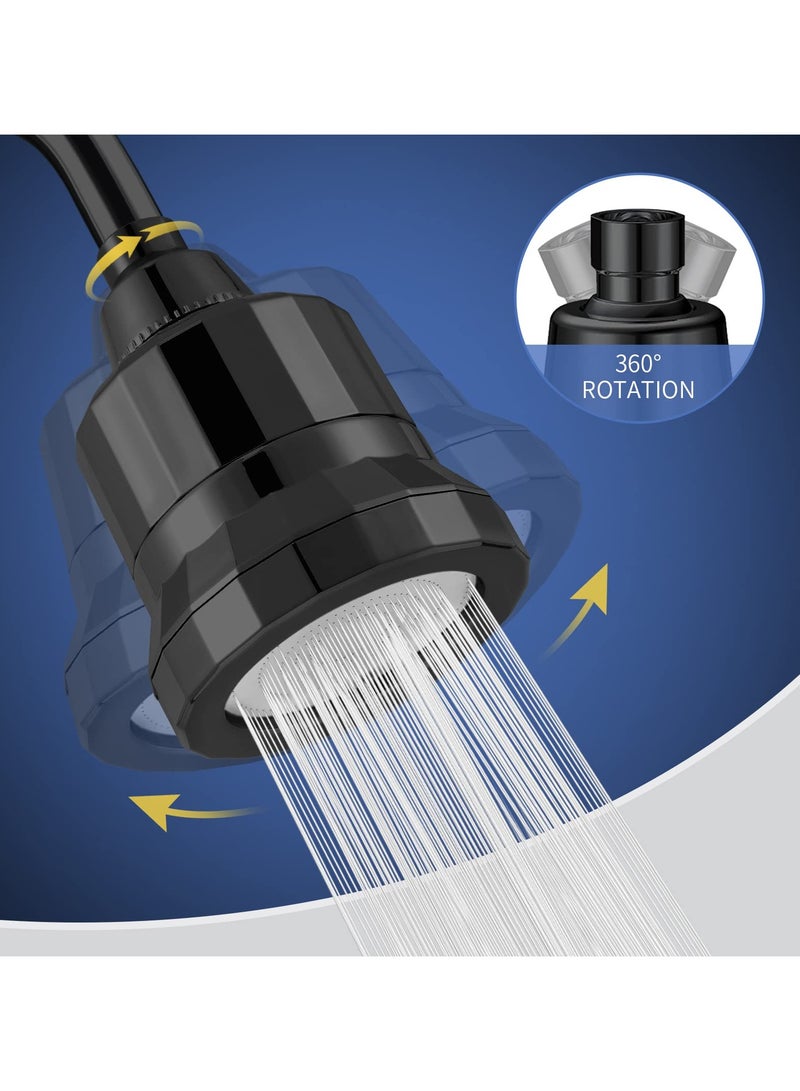SYOSI Shower Head Filter 2 in 1 for Hard Water, 15 Stage Water Softener Shower Head, Shower Water Filter for Hard Water, High Pressure Output Shower Purifier Filter Head, Remove Chlorine (Black)  - Image 5