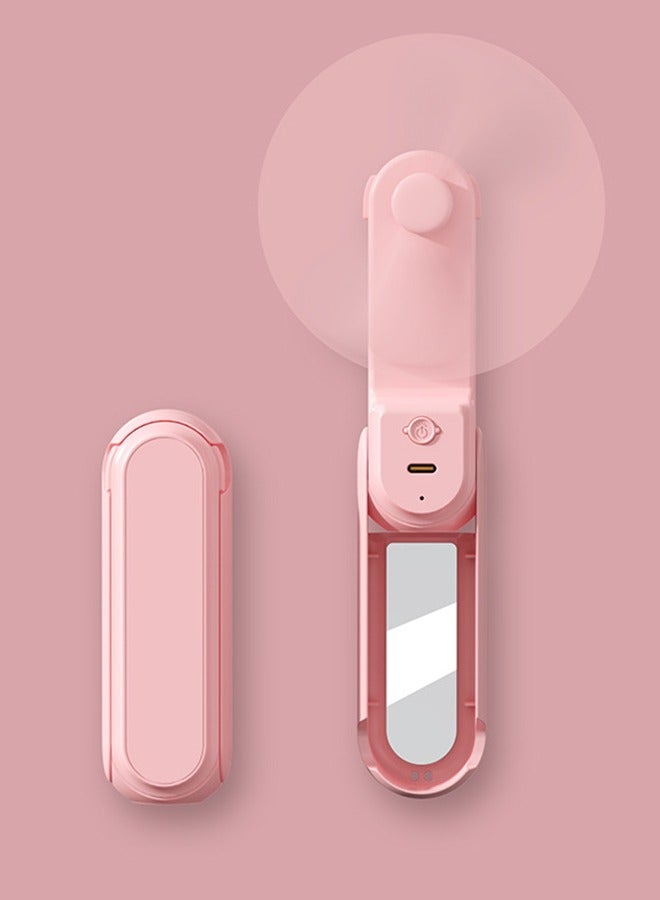 general Handheld Mini Fan With Makeup Mirror, 3 IN 1 USB Rechargeable Portable Fan 【12-19 Working Hours】 with Power Bank, Flashlight, Pocket Design for Travel/Summer/Concerts/Lash, Gifts for Women (Pink) - Image 1
