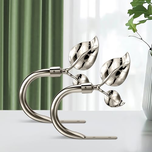 HIKMLK Leaf Shaped Curtain Tieback Holdbacks 2pcs, Handmade Metal Curtain Side Holders for Wall, Curtain Hook Pull Backs for Drapes Window Decoration - Image 2