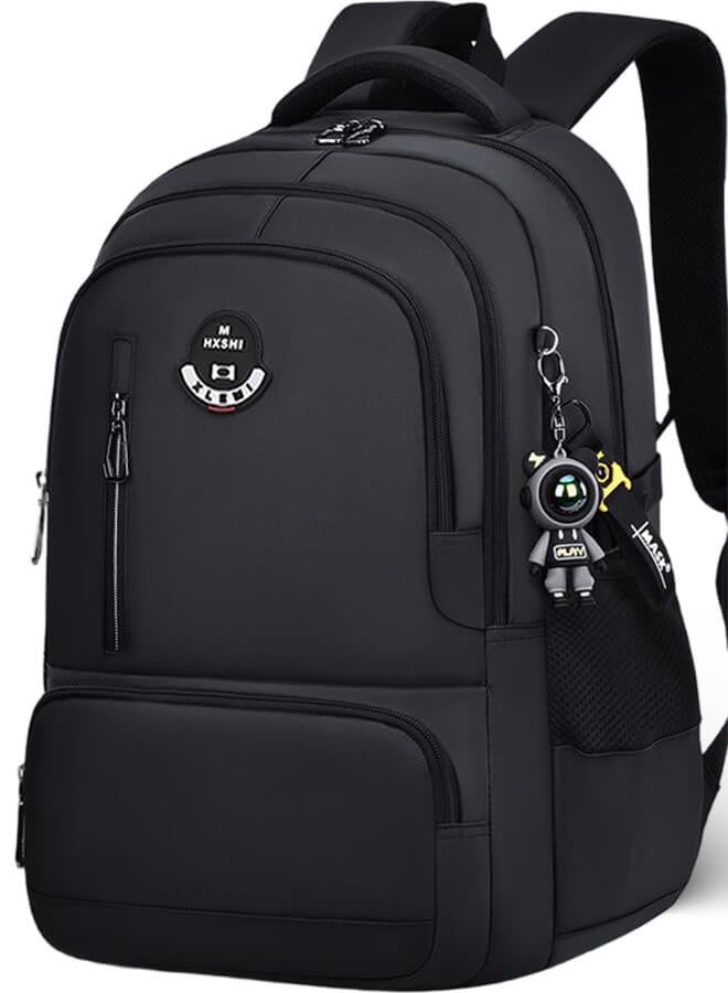 Backpack for Boy 15.6 Inch Laptop School Bag Kids Elementary College Backpacks Bookbags for Boys Teen Man Student, Casual Camping Hiking Outdoor Sports Travel Lightweight, Black - Image 1