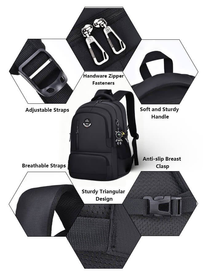 Backpack for Boy 15.6 Inch Laptop School Bag Kids Elementary College Backpacks Bookbags for Boys Teen Man Student, Casual Camping Hiking Outdoor Sports Travel Lightweight, Black - Image 3