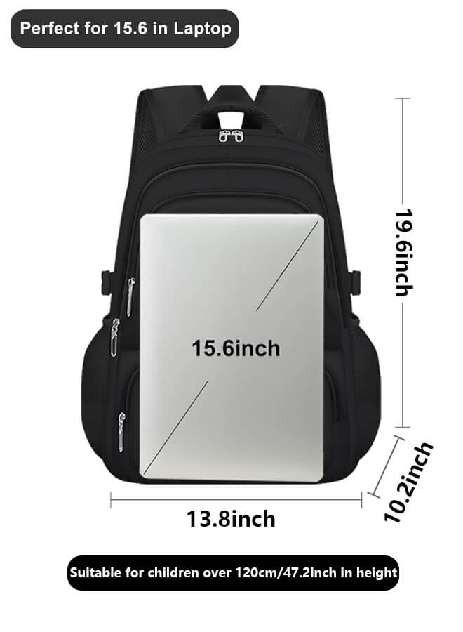 Backpack for Boy 15.6 Inch Laptop School Bag Kids Elementary College Backpacks Bookbags for Boys Teen Man Student, Casual Camping Hiking Outdoor Sports Travel Lightweight, Black - Image 5