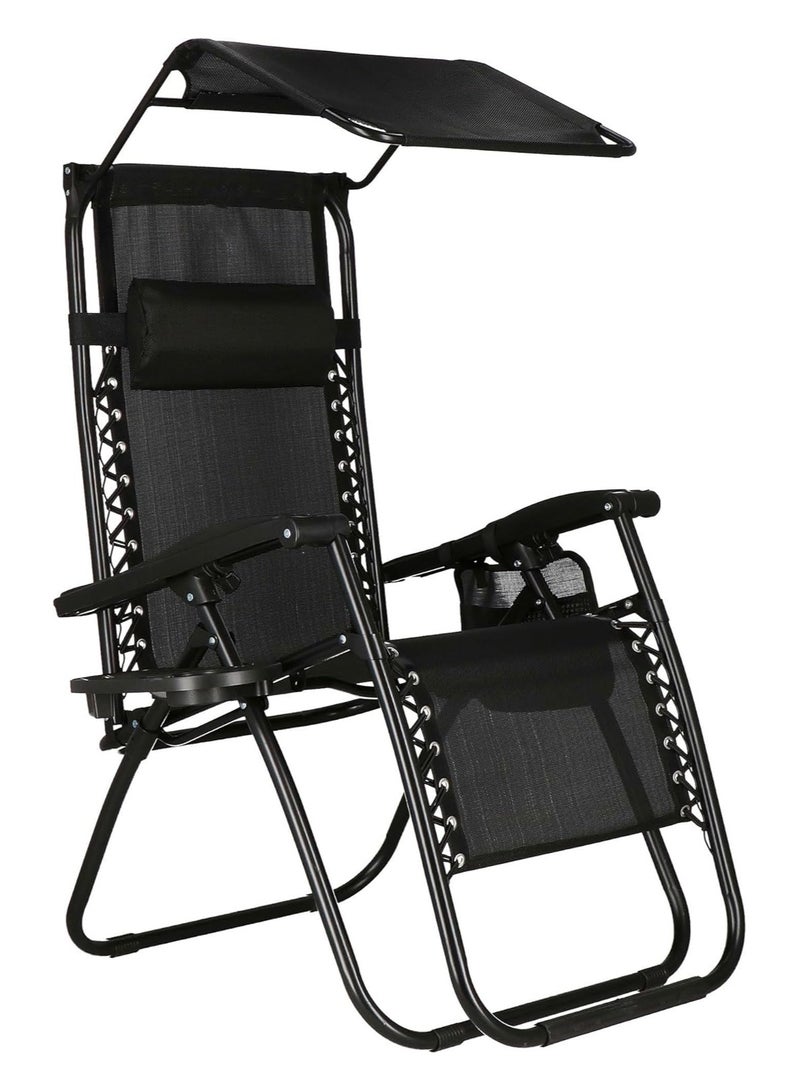 Deluxe Adjustable Zero Gravity Outdoor Lounge Chair with Sunshade, Side Tray, and Padded Headrest for Ultimate Comfort - Image 1