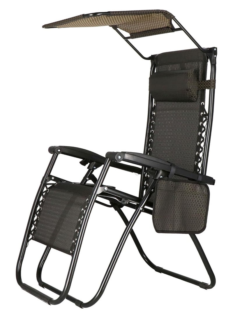 Deluxe Adjustable Zero Gravity Outdoor Lounge Chair with Sunshade, Side Tray, and Padded Headrest for Ultimate Comfort - Image 4