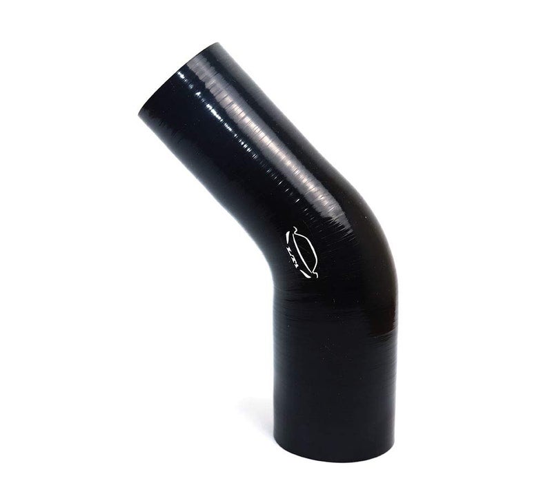 TenkeAuto High Performance 4-Ply Reinforced 2"-2.5" ID 45 Degree Elbow Reducer Coupler Silicone Hose Turbo/Intercooler/Piping (2''-2.5'', BLACK) - Image 3