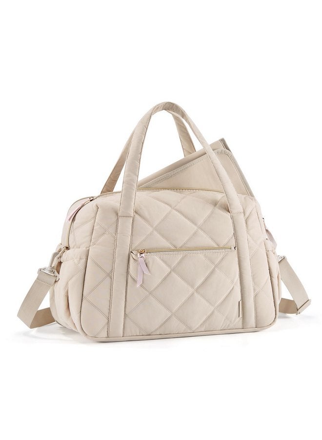 MOMMORE mommore Diaper Bag Tote, Large Diaper Bag Expandable Baby Bag for 2 Kids/Twins, Lightweight Mommy Bag for Hospital Baby Essential, Maternity Bag Stylish Tote Bag Weekender Travel, Beige  - Image 1