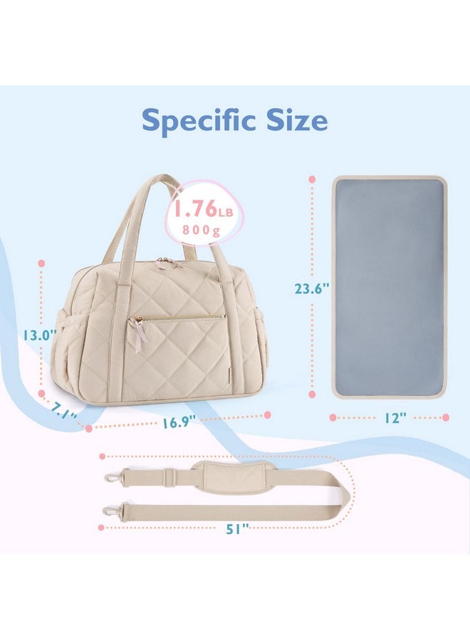 MOMMORE mommore Diaper Bag Tote, Large Diaper Bag Expandable Baby Bag for 2 Kids/Twins, Lightweight Mommy Bag for Hospital Baby Essential, Maternity Bag Stylish Tote Bag Weekender Travel, Beige  - Image 5