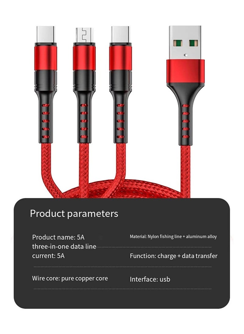 ELTRAZONE 3 in 1 Multi 5A original fast charging 1.2m cable, CE, FCC, ROSH Certified, Lighting/Type C/Micro, compatible with iPhone 3A /Huawei/Samsung/OPPO vooc/Xiaomi/Honor TYPE C 5a - Image 2