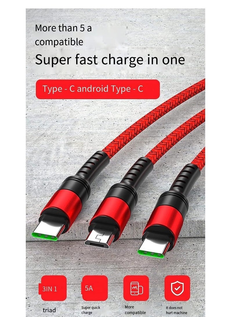 ELTRAZONE 3 in 1 Multi 5A original fast charging 1.2m cable, CE, FCC, ROSH Certified, Lighting/Type C/Micro, compatible with iPhone 3A /Huawei/Samsung/OPPO vooc/Xiaomi/Honor TYPE C 5a - Image 3