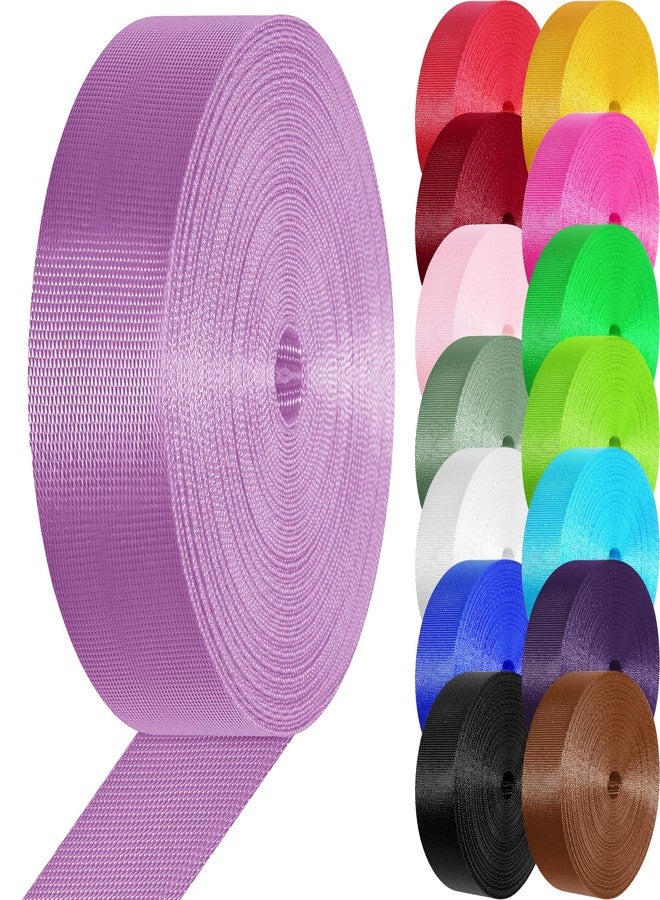 Nylon Webbing 1 inch 1.5 inch Nylon Strap Webbing Straps, 3.3 10 25 50 Yards Webbing Strapping for Bags/Lawn Chair/Climbing Outdoors Crafting DIY Gear Repair (Lilac, 1 inch x 10 Yards)