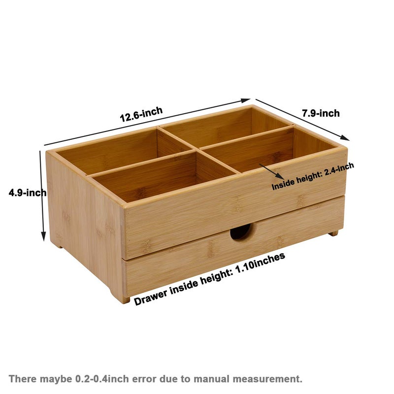 GOBAM Makeup Storage Drawer Organizer Bamboo Wood Cosmetic Display Box, Large Capacity Bathroom Beauty Countertop Organizer, Great for Bathroom Dresser - Image 2