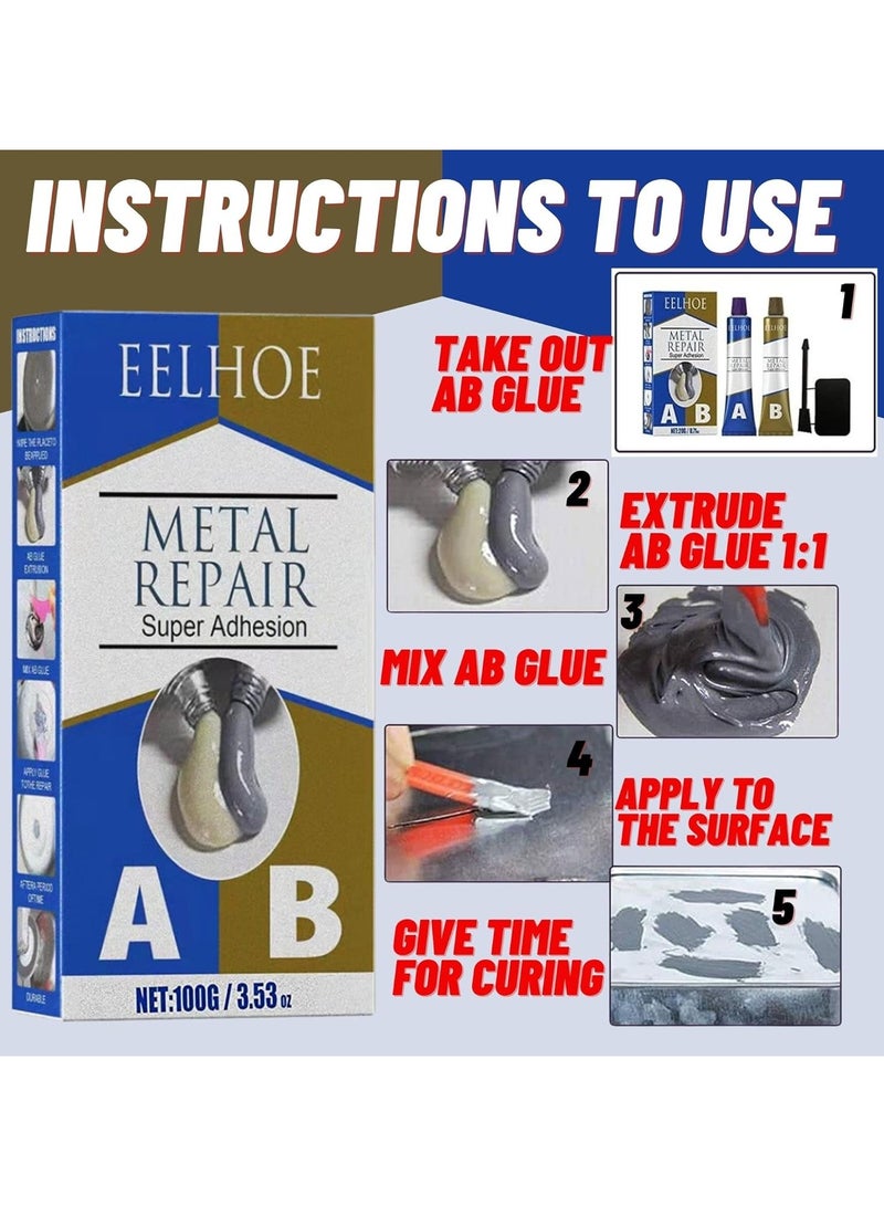 EELHOE AB Casting Repair Glue, High Temperature Resistant Liquid Metal Welding Filler, Metal Repair Glue for Metal Casting Defect (100g) - Image 4