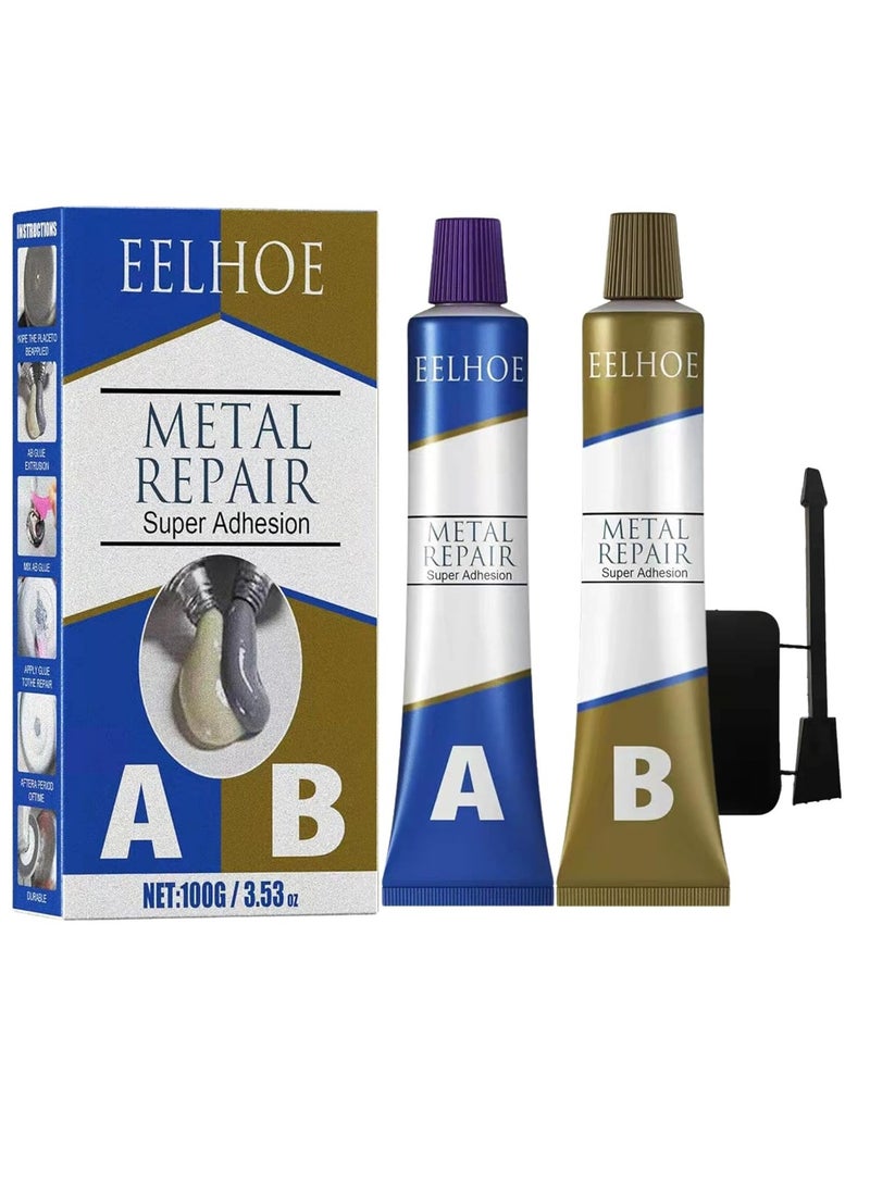 EELHOE AB Casting Repair Glue, High Temperature Resistant Liquid Metal Welding Filler, Metal Repair Glue for Metal Casting Defect (100g) - Image 1