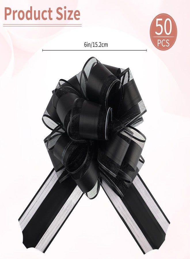 Motroce 50Pcs 6 Inch Large Pull Bows Gift Wrapping Ribbon Bows for Christmas, Wedding, Valentine's Day (Black - Image 2
