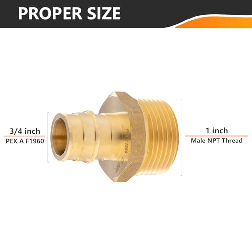 HeSun 5Pack HeSun PEXA Fitting 34 PEXA x 1 Male NPT Thread Expansion Adapter ASTM F1960PEX19600245 - Image 3