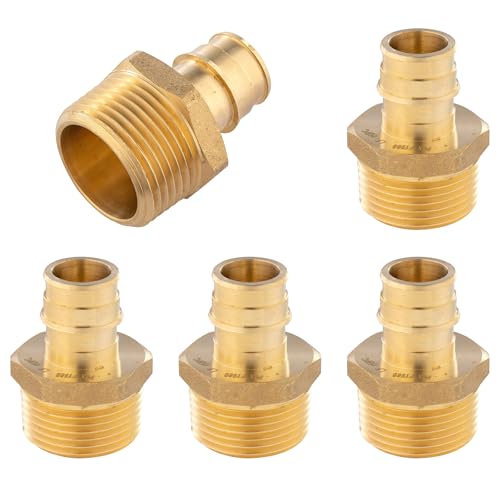 HeSun 5Pack HeSun PEXA Fitting 34 PEXA x 1 Male NPT Thread Expansion Adapter ASTM F1960PEX19600245 - Image 1