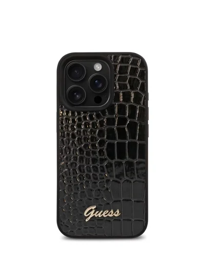 جس جراب صلب من البولي يوريثان مع شعار SCRIPT لهاتف iPhone 16 Pro Max / تصميم رفيع / سهل التركيب / قبضة مريحة - أسود