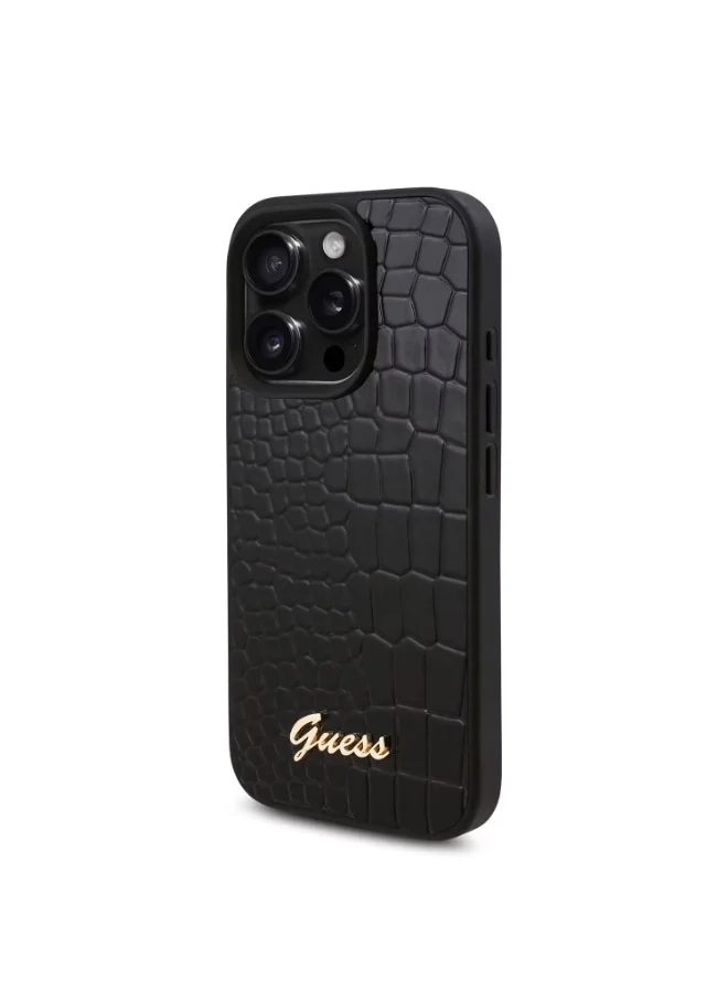 جس جراب صلب من البولي يوريثان مع شعار SCRIPT لهاتف iPhone 16 Pro Max / تصميم رفيع / سهل التركيب / قبضة مريحة - أسود