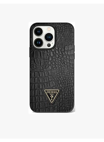 GUESS PU Croco Hard Case with Script Logo for iPhone 16 Pro Max / Slim Profile/ Easy Snap-On/ Comfortable Grip - Black
