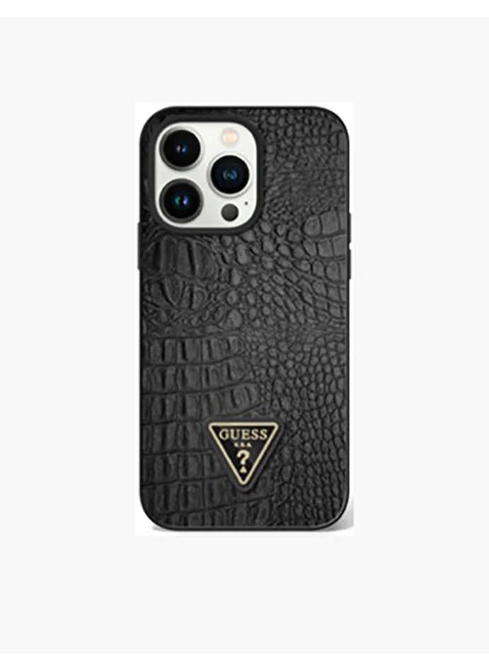 GUESS PU Croco Hard Case with Script Logo for iPhone 16 Pro Max / Slim Profile/ Easy Snap-On/ Comfortable Grip - Black