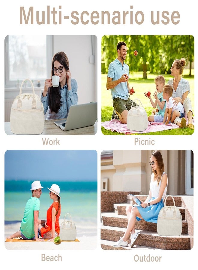 Carry bloom حقيبة غداء Carry bloom للنساء، حقيبة غداء معزولة، حقيبة غداء مخملية لطيفة، حقيبة غداء قابلة لإعادة الاستخدام للعمل (1 أسود مخطط بالأبيض) - Image 5