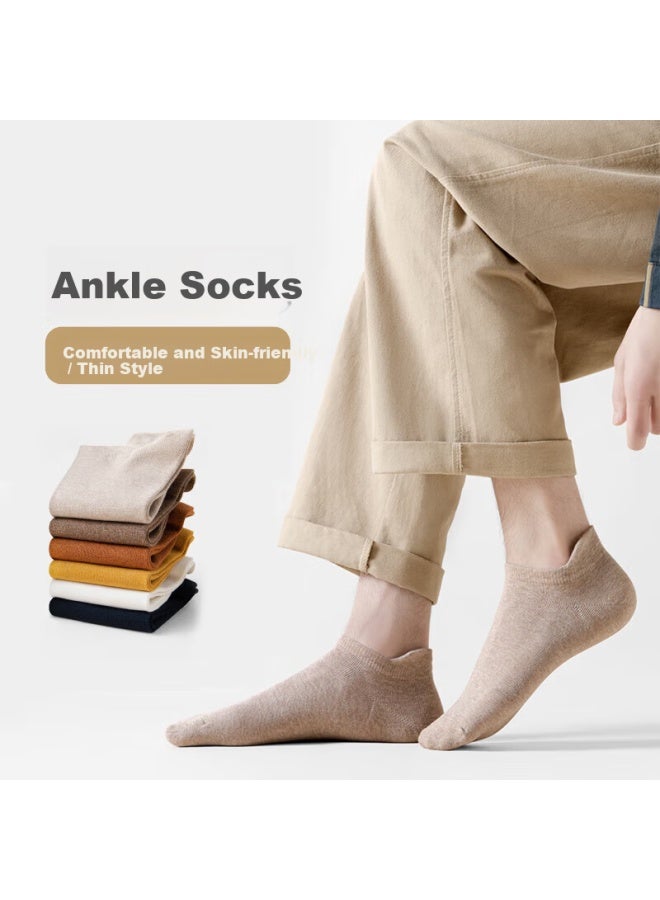 Yuzhaolin 100% Cotton Socks 6 Pairs Men's Summer No-show Socks Sweat-absorbing Business Short Socks Anti-slip Heel - Image 3