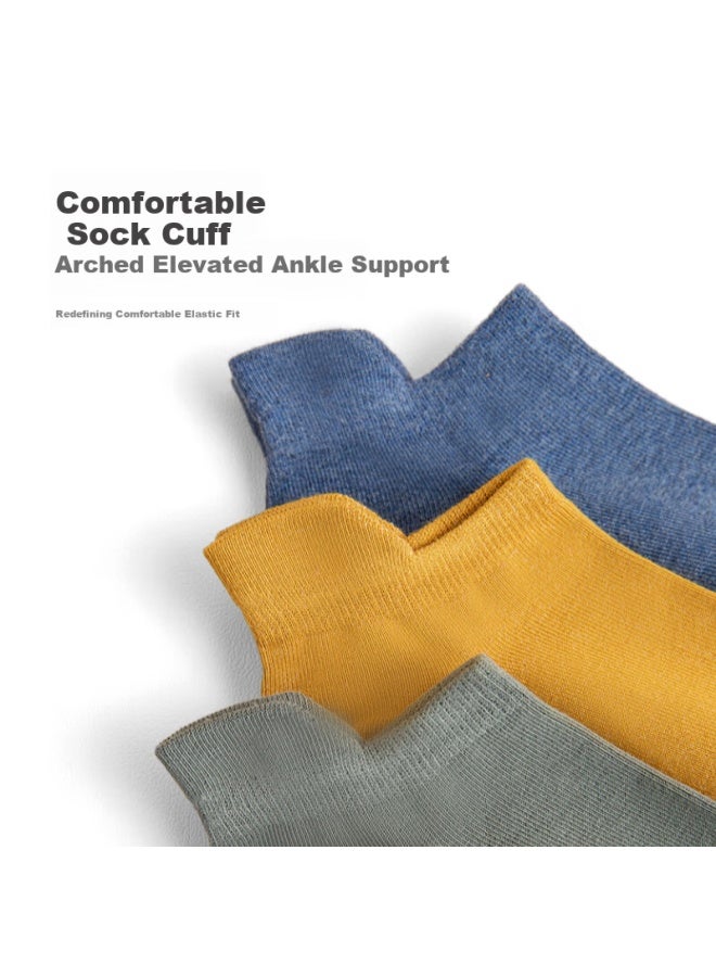 Yuzhaolin 100% Cotton Socks 6 Pairs Men's Summer No-show Socks Sweat-absorbing Business Short Socks Anti-slip Heel - Image 5