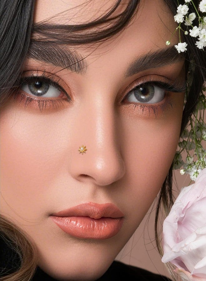 كوتشارم قرط أنف من الذهب الأصفر عيار 14 قيراطًا من كوشارم، وزن 20 غرامًا - برغي ثقب أنف على شكل نجمة من الذهب الخالص - مجوهرات صلبة على شكل حرف S عيار 14 قيراطًا للنساء والرجال - Image 2