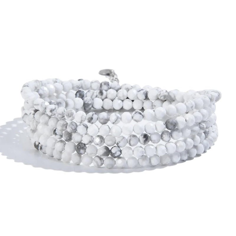 KALIFANO - 3mm Howlite Faceted 31" Necklace/Multi Wrap Bracelet, Handcrafted, Adjustable, Stylish and Elegant - Image 4