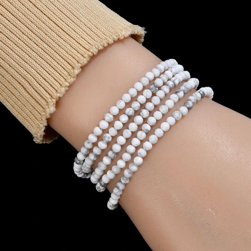 KALIFANO - 3mm Howlite Faceted 31" Necklace/Multi Wrap Bracelet, Handcrafted, Adjustable, Stylish and Elegant - Image 3