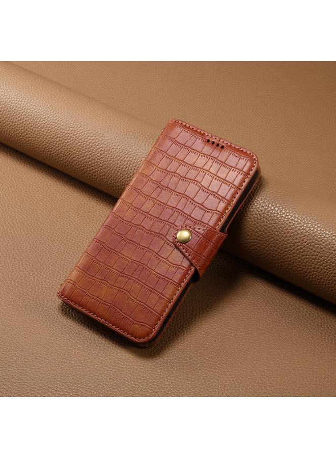 دينيور جراب لهاتف Huawei Mate 50 Pro مصنوع من الجلد مع حافة زيتية وملمس جلد التمساح - Image 5