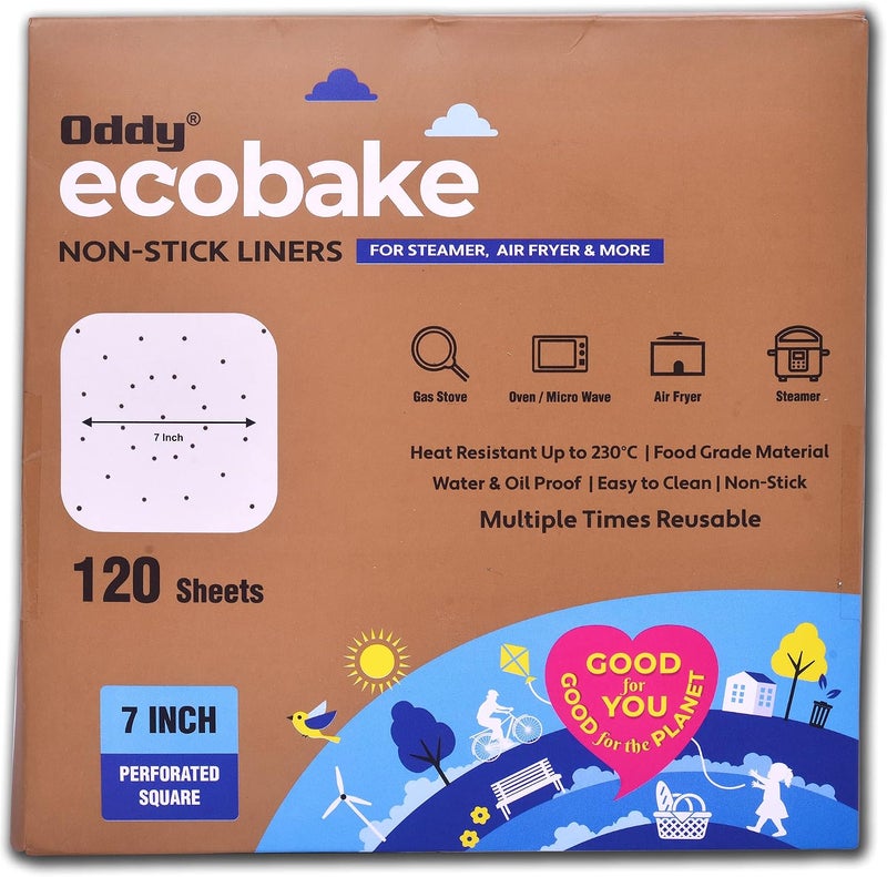 Oddy Uniwraps أودي يوني رابس إيكوبيك ورق زبدة غير لاصق مخصص للبخار والفرن الهوائي والمزيد - مثقب، مربع 7 بوصة، 120 قطعة - Image 4