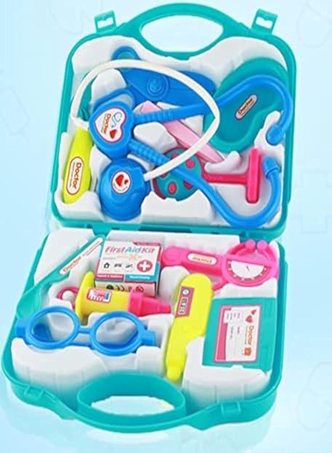 Pretend Play Doctor Set with Foldable Suitcase – Medical Accessories Toy Kit (Blue)  - Image 1