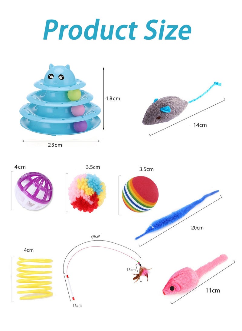 Kidle 15 Pcs Cat Toys for Indoor Cats Kitten Pet Interactive Fun Roller Exerciser Track Toys 3 Level Cat Teaser Ball Toys with Cat Feather Wand Toy - Image 2