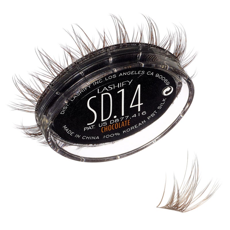 Lashify Stardust 14mm Gossamer DIY Eyelash Extensions Refill, The Multi-Length Multi Layered Lash, Thin Fibers of the Classic "C" Style, Chocolate Color, Easy False Lashes - Image 1