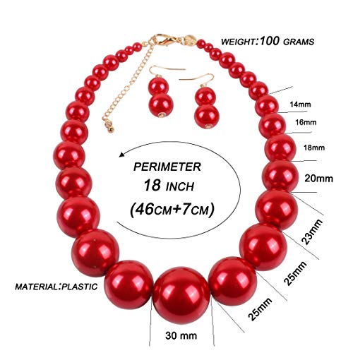 KOSMOS-LI Super Large Style Big Faux Pearl Strand Choker Necklace With Earrings Set - Image 4