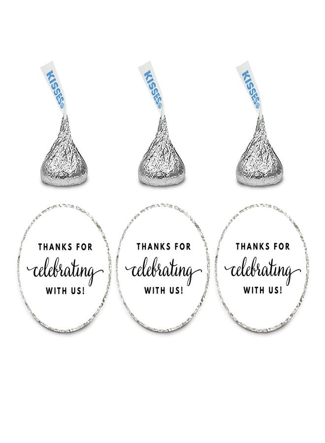 Andaz Press Chocolate Drop Labels Trio, Fits Kisses Party Favors, Thanks for Celebrating with Us, White, 216-Pack - Image 1