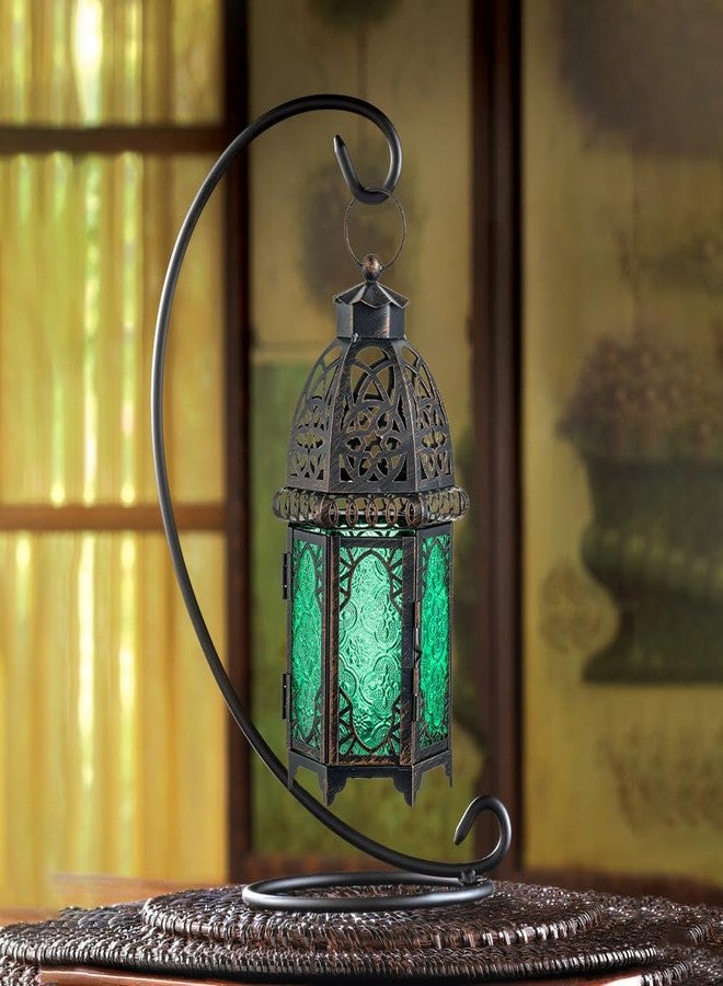 NEEDOMO Hanging Moroccan Lantern, 12.8'' Vintage Candle Holder, Metal Lanterns Decorative Indoor Outdoor, Table, Patio, Porch, Shelf, Gothic Home Decor (Green, Large Size) - Image 4