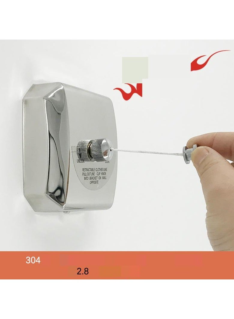 Loquat Stainless Steel Wall Mounted Clothes Line(2.8 Meter Square Nylon Rope Without Pulley Punching)