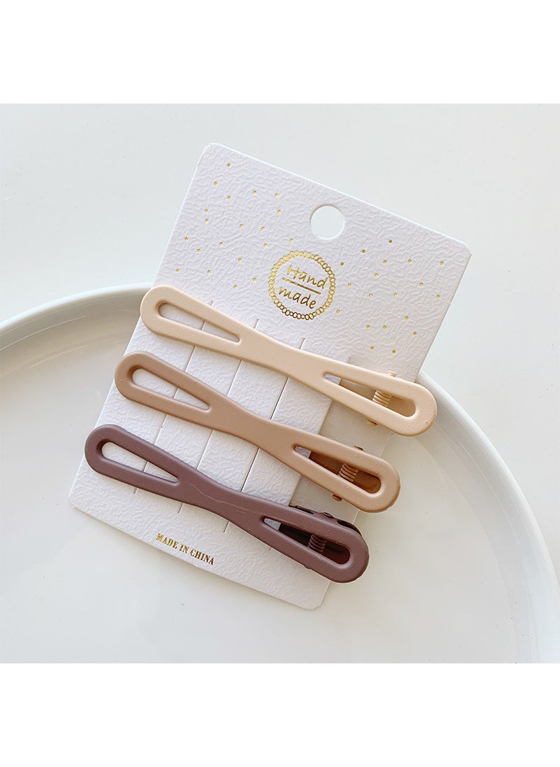 Generic - Vintage Fashion Milk Tea Color Large small size Non-marking Pointed Nose Clip brown Style Children's Hairpin Ins Simple Basic Baby Clip - Image 1