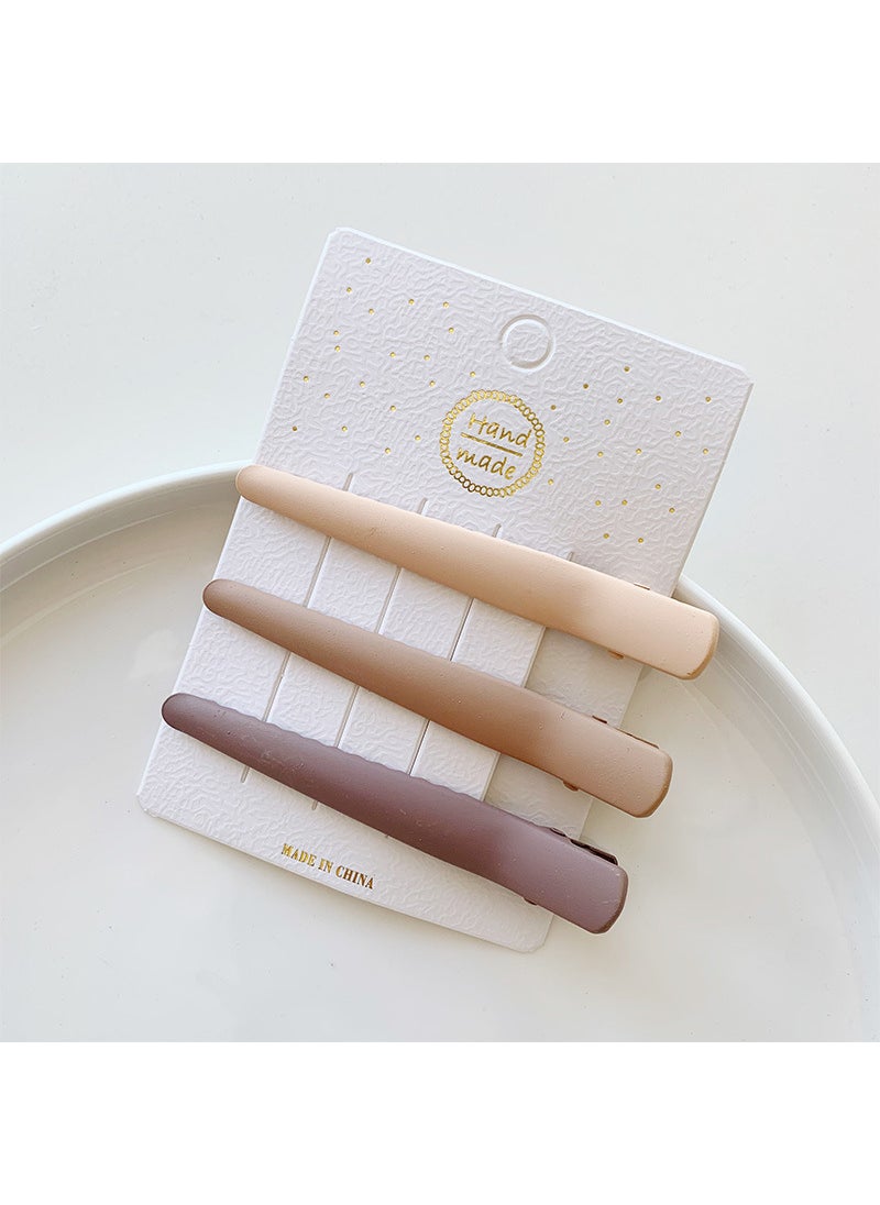 Generic - Vintage Fashion Milk Tea Color Large small size Non-marking Pointed Nose Clip brown Style Children's Hairpin Ins Simple Basic Baby Clip - Image 1
