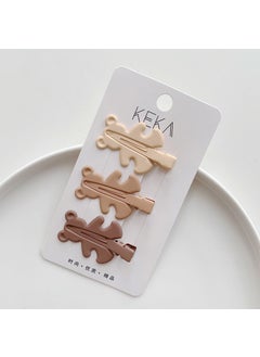 Vintage Fashion Milk Tea Color Large small size Non-marking Pointed Nose Clip brown Style Children's Hairpin Ins Simple Basic Baby Clip