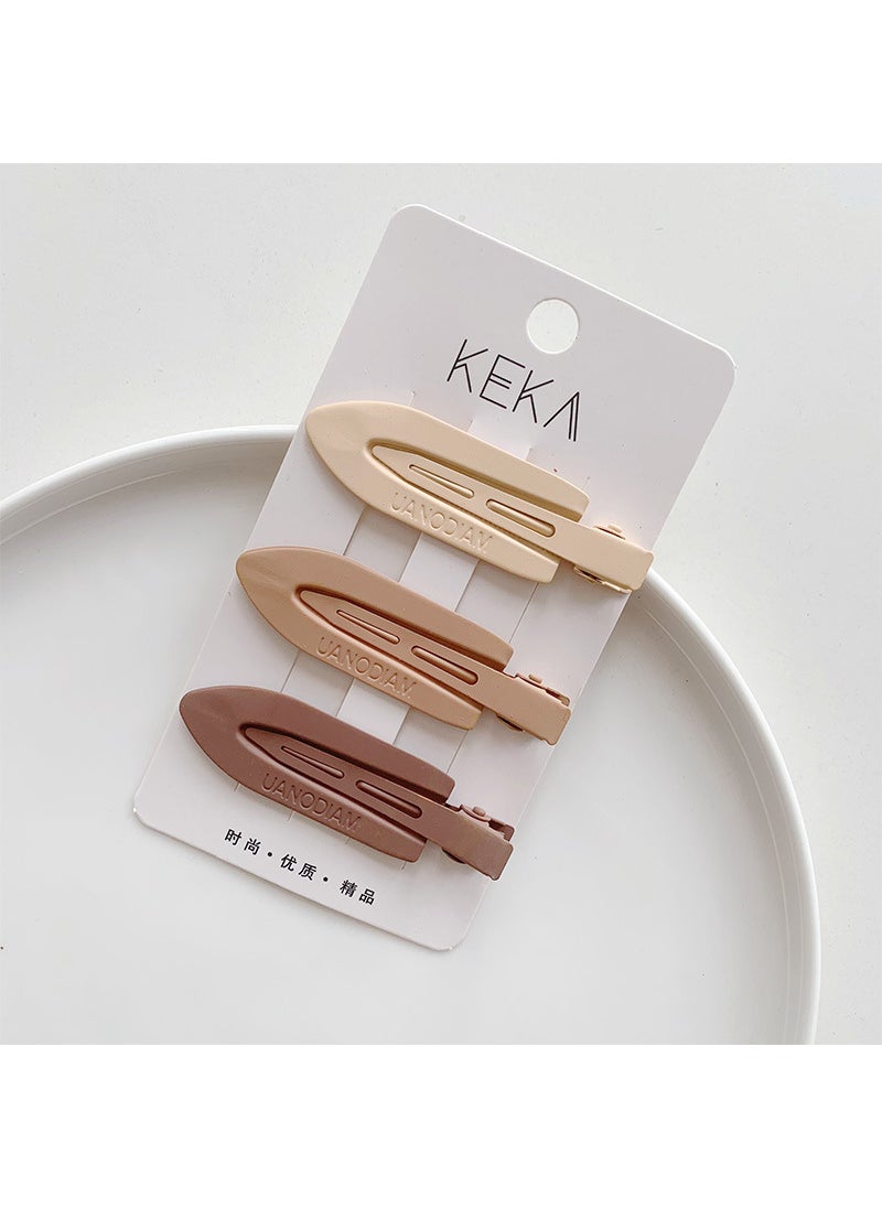 Generic - Vintage Fashion Milk Tea Color Large small size Non-marking Pointed Nose Clip brown Style Children's Hairpin Ins Simple Basic Baby Clip - Image 1