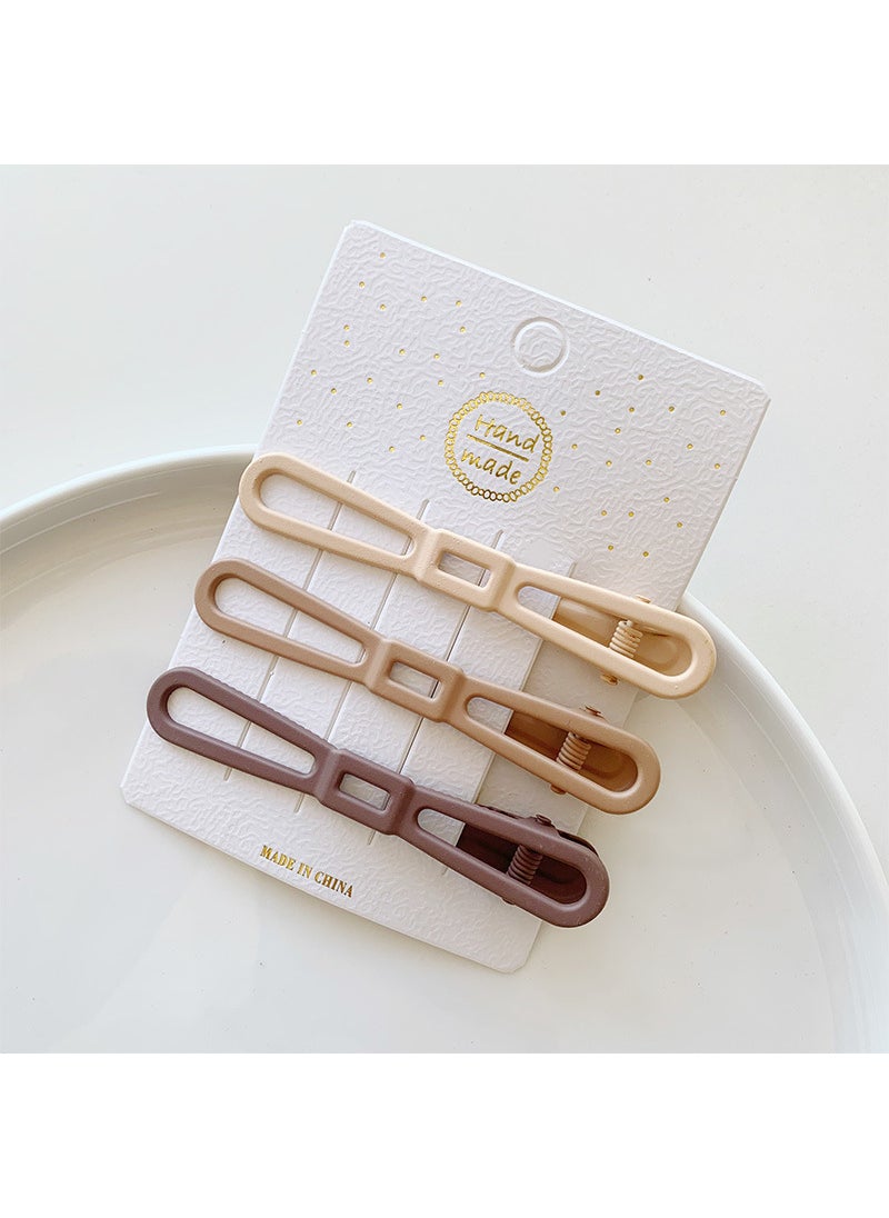 Generic - Vintage Fashion Milk Tea Color Large small size Non-marking Pointed Nose Clip brown Style Children's Hairpin Ins Simple Basic Baby Clip - Image 1