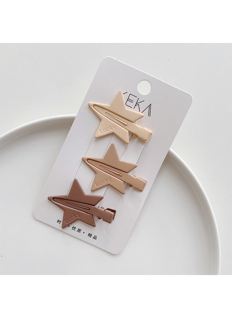 Generic - Vintage Fashion Milk Tea Color Large small size Non-marking Pointed Nose Clip brown Style Children's Hairpin Ins Simple Basic Baby Clip - Image 1